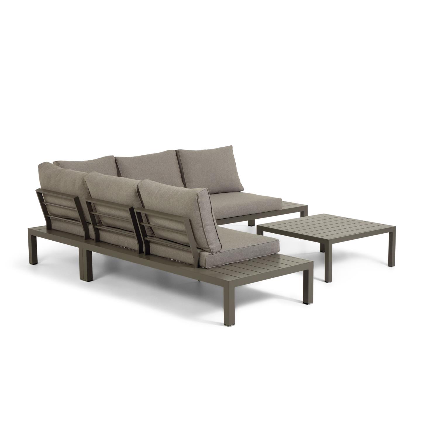 La Forma (ex Julia Grup) Модульный 5-местный угловой диван и стол Duka из коричневого алюминия