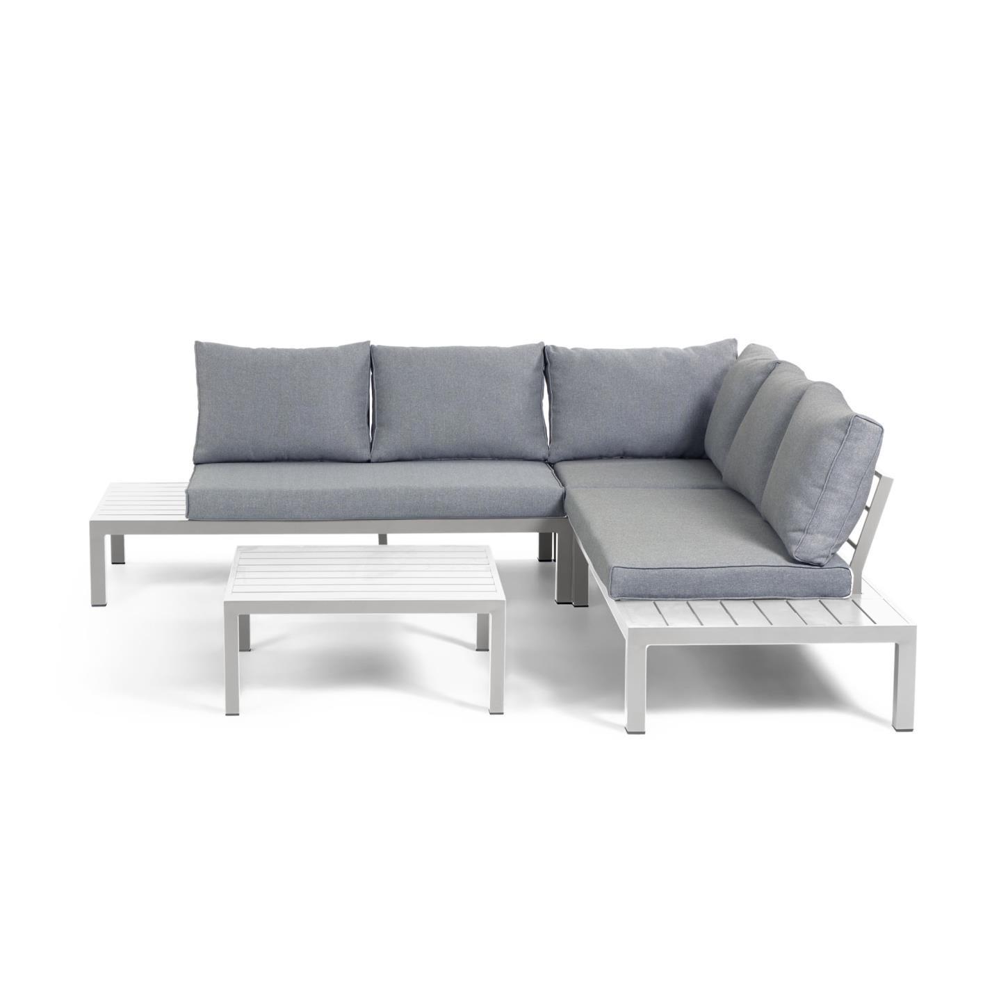 La Forma (ex Julia Grup) Модульный 5-местный угловой диван и стол Duka из белого алюминия