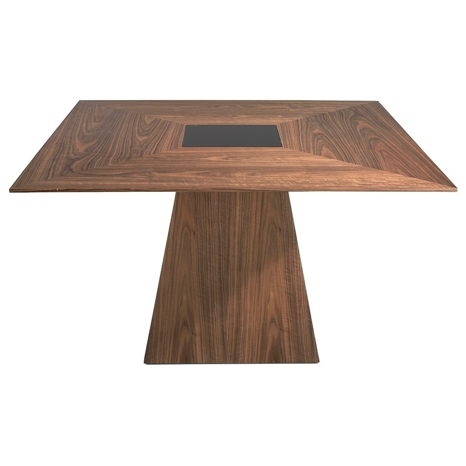 Angel Cerda Квадратный обеденный стол из ореха и вставкой из черного стекла MI1412