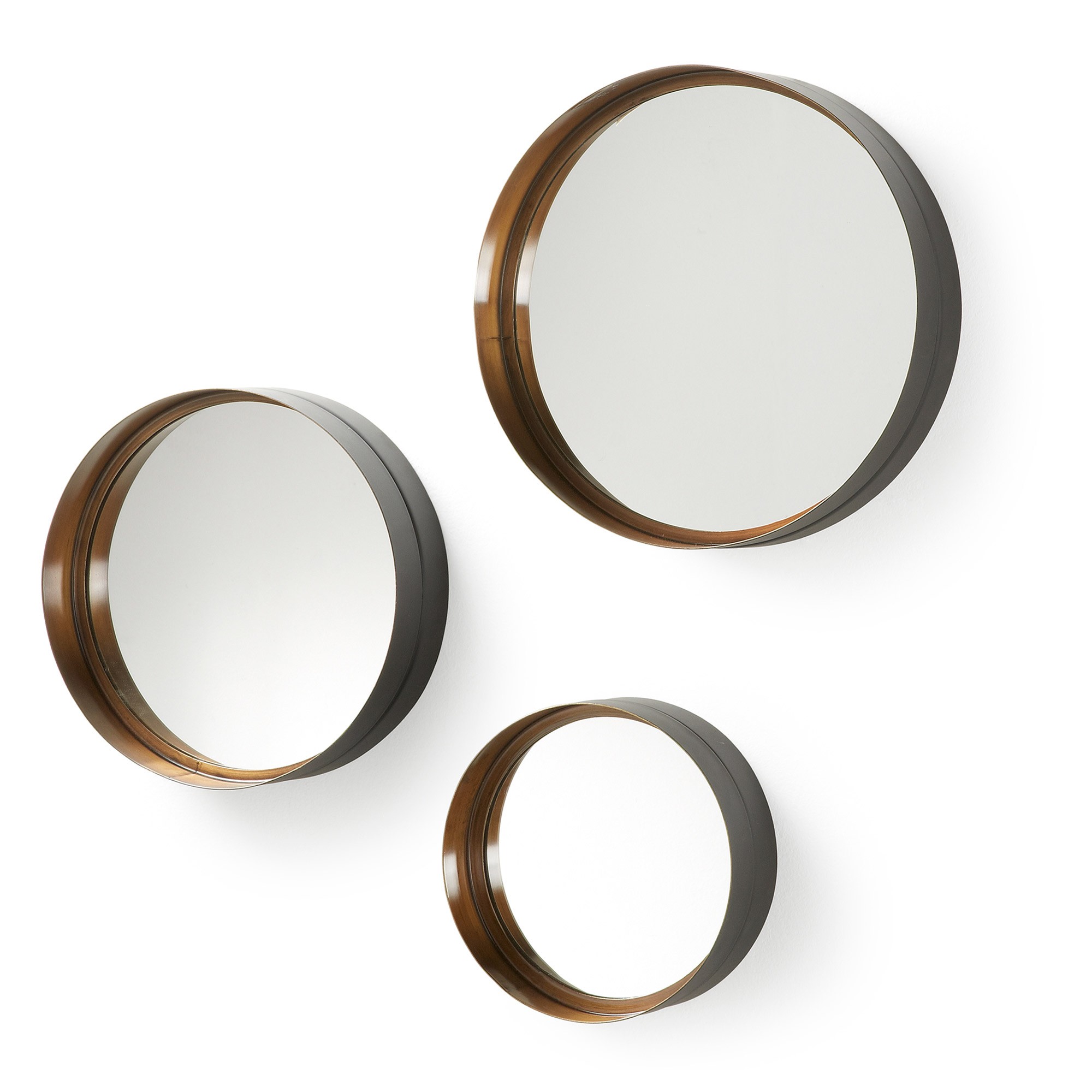 Купить комплект зеркал. Набор из 3х зеркал (set986). Зеркало la forma. Набор круглых зеркал разного диаметра. Зеркало с металлическим ободком.