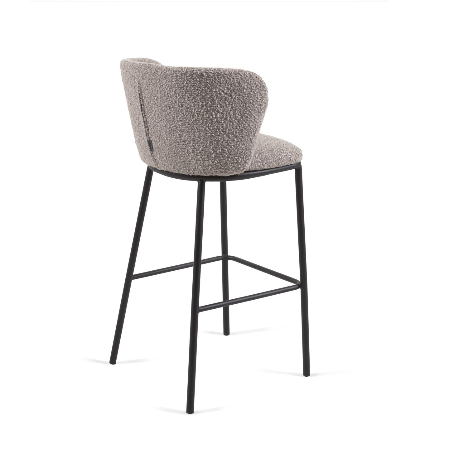 La Forma (ex Julia Grup) Барный стул Ciselia светло-серый из ткани букле и металла 102 см