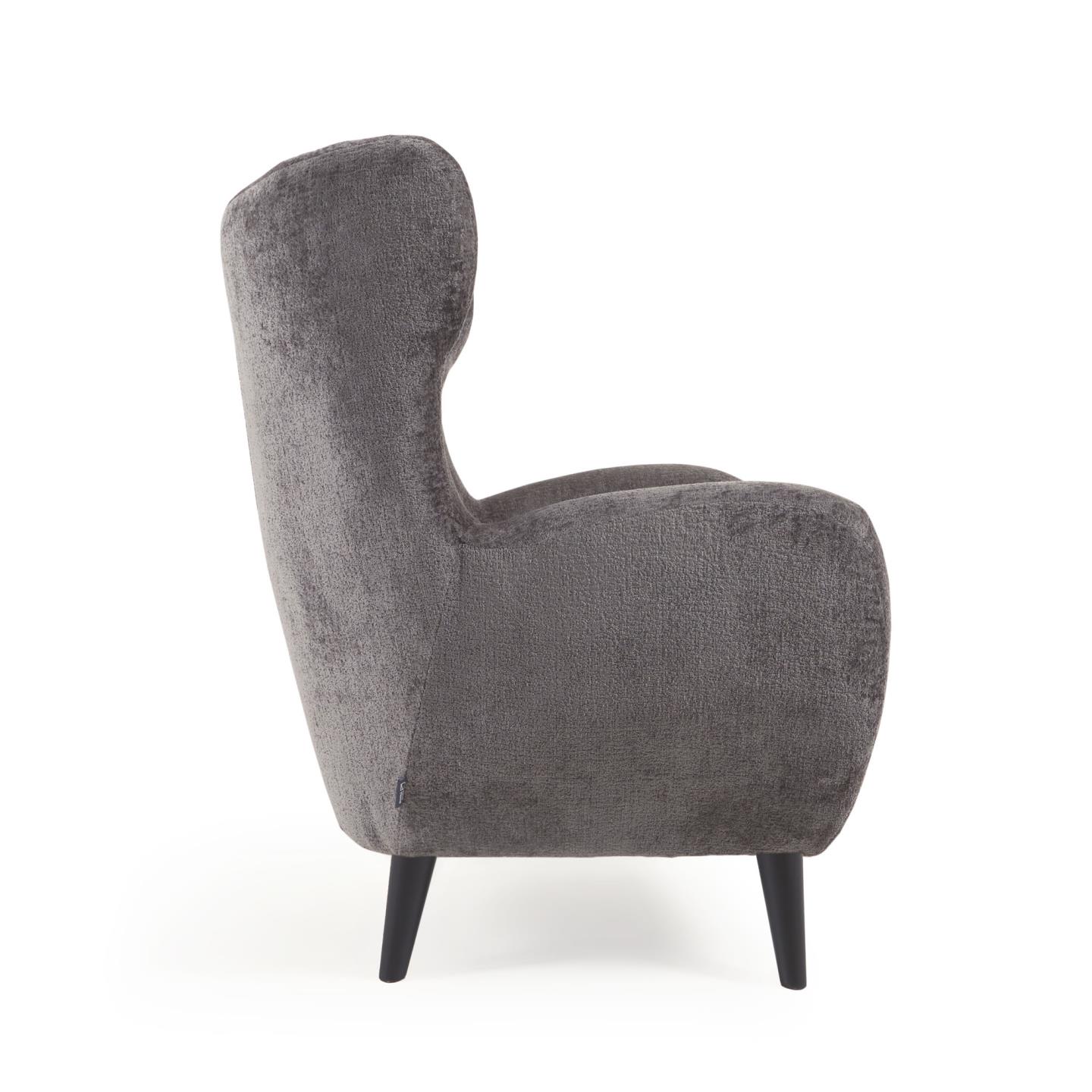La Forma (ex Julia Grup) Кресло Passo из ткани букле серого цвета с ножками из массива натурального дуба черного цвета