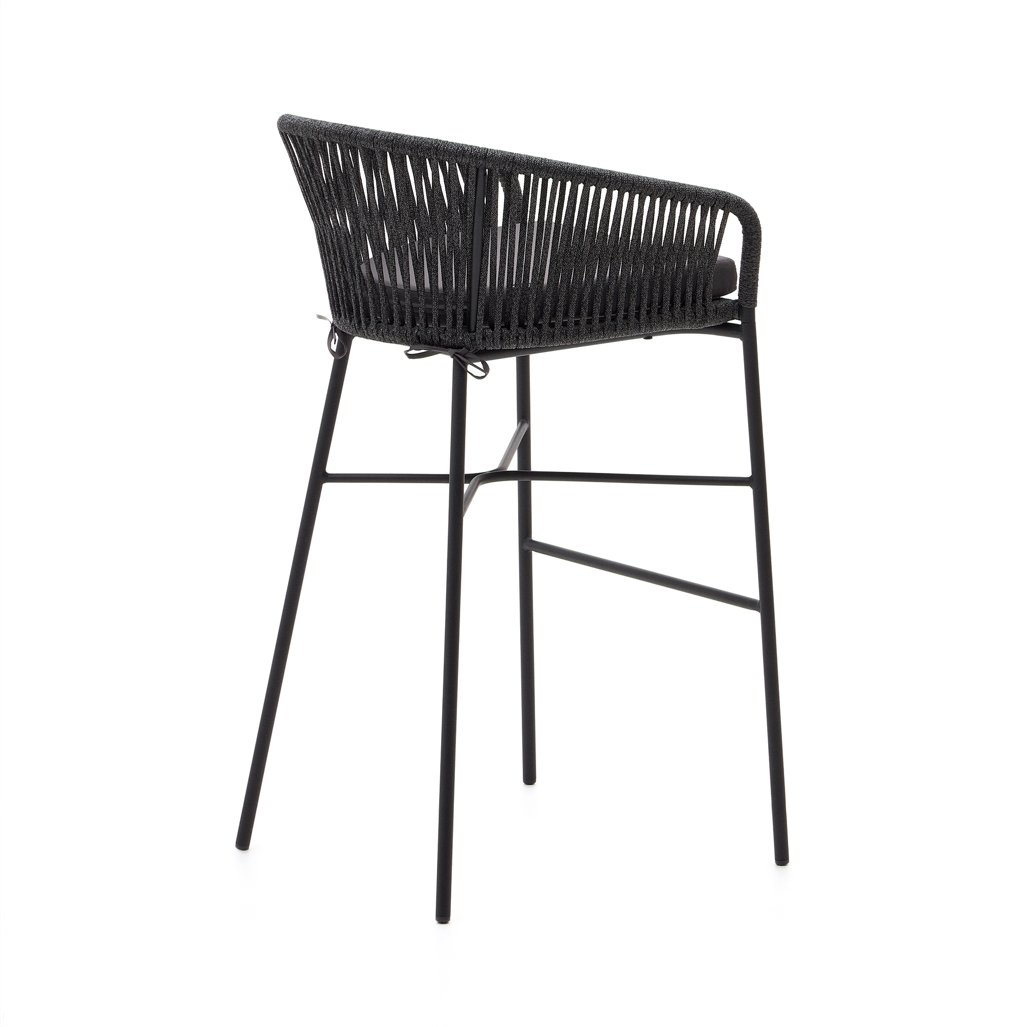 La Forma (ex Julia Grup) Веревочный барный стул Yanet черного цвета 80 см