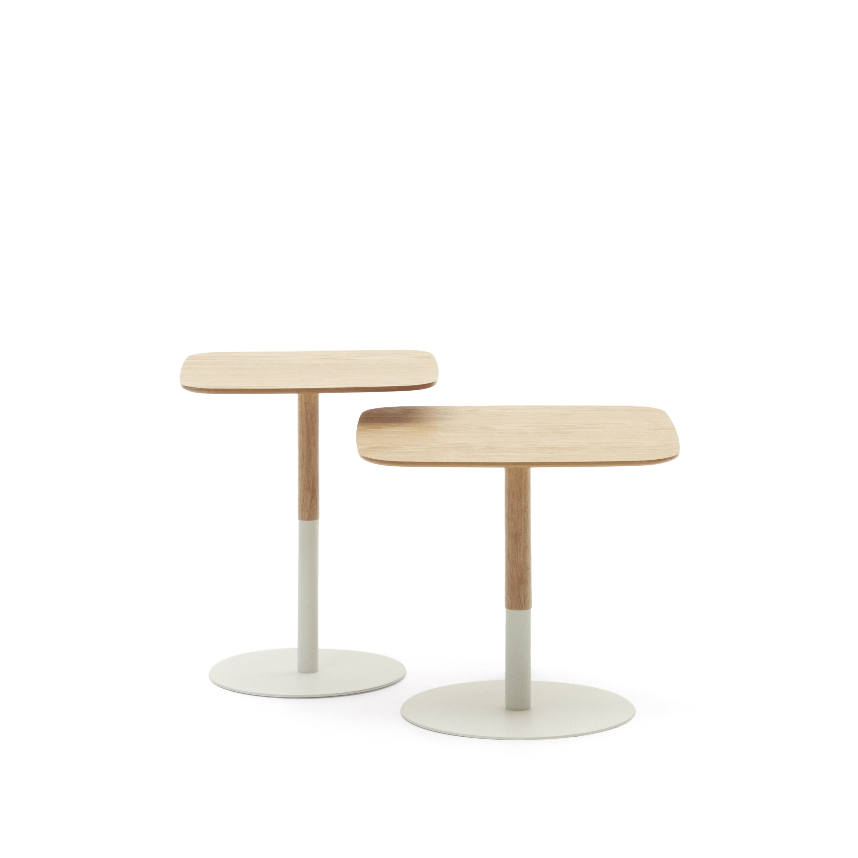 La Forma (ex Julia Grup) Набор Watse из 2 квадратных столиков из шпона дуба и матового белого металла