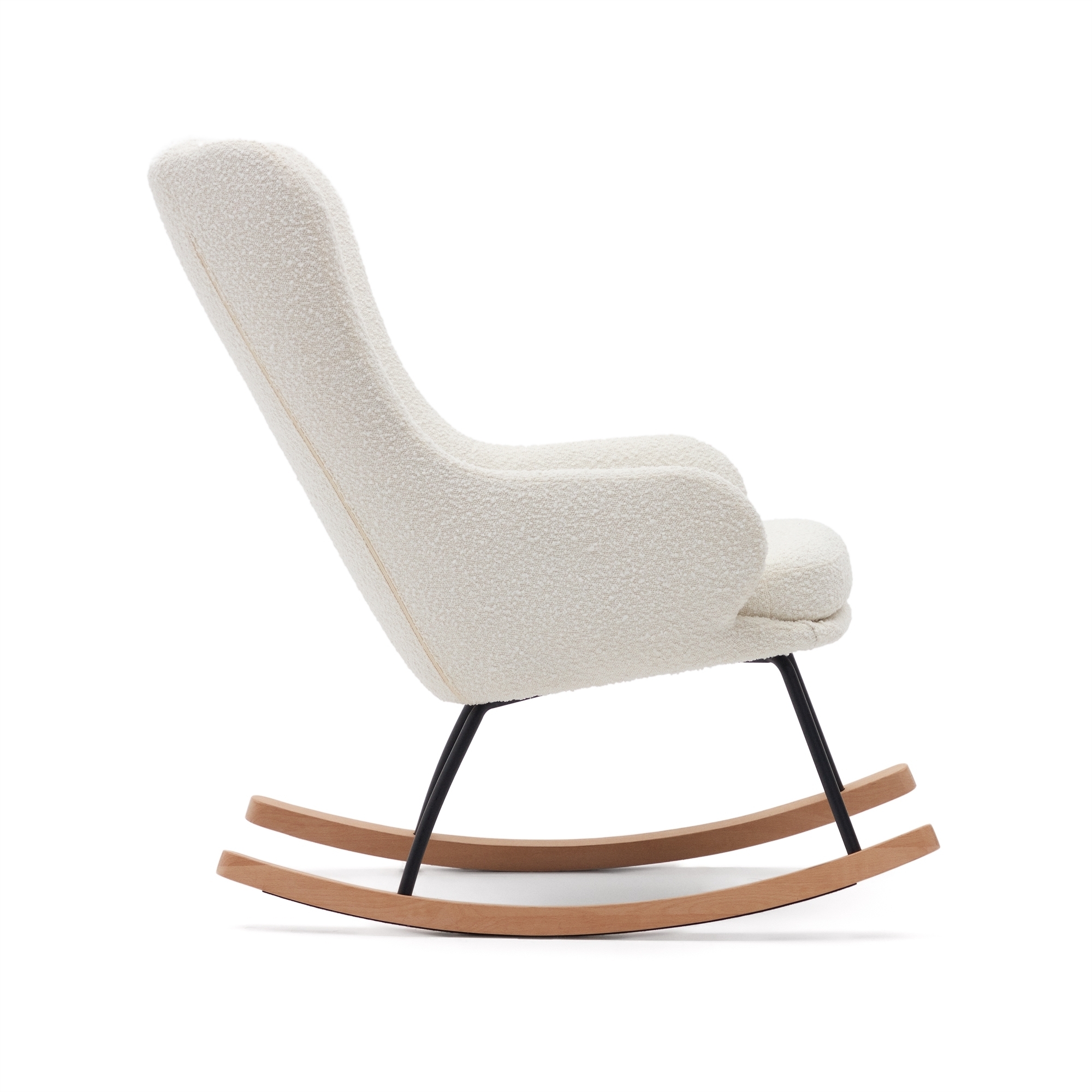 La Forma (ex Julia Grup) Кресло-качалка из белой овчины со стальной конструкцией и деревом бука, Maustin