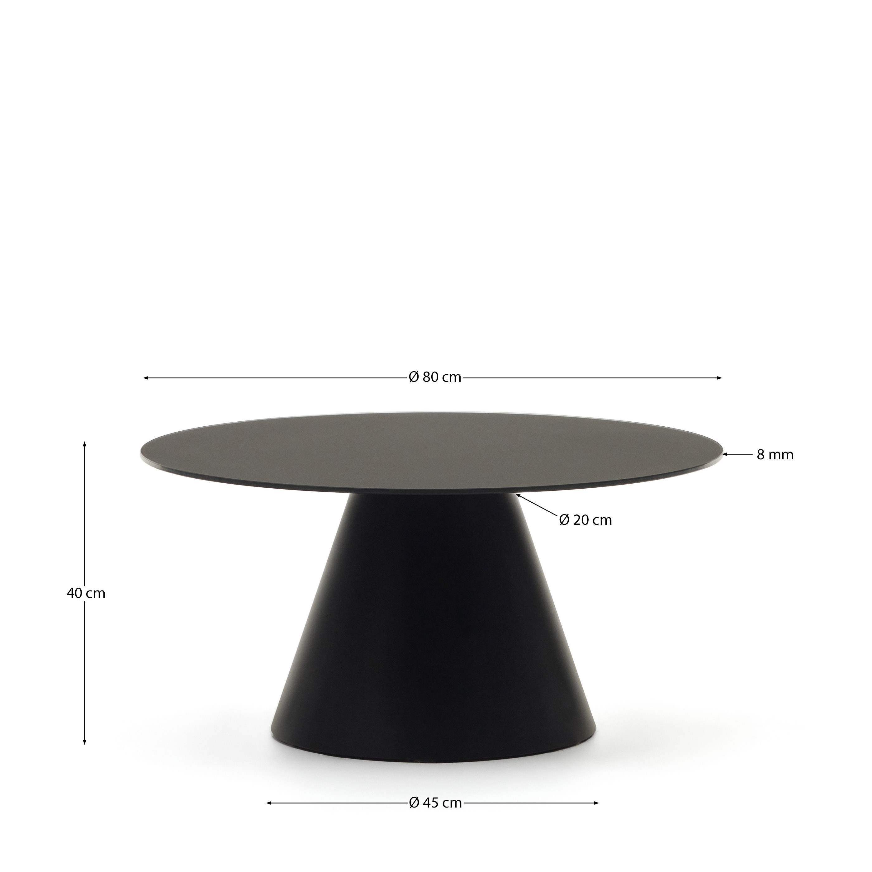 La Forma (ex Julia Grup) Журнальный столик Wilshire из закаленного стекла и металла с матовой черной отделкой, Ø 80 см