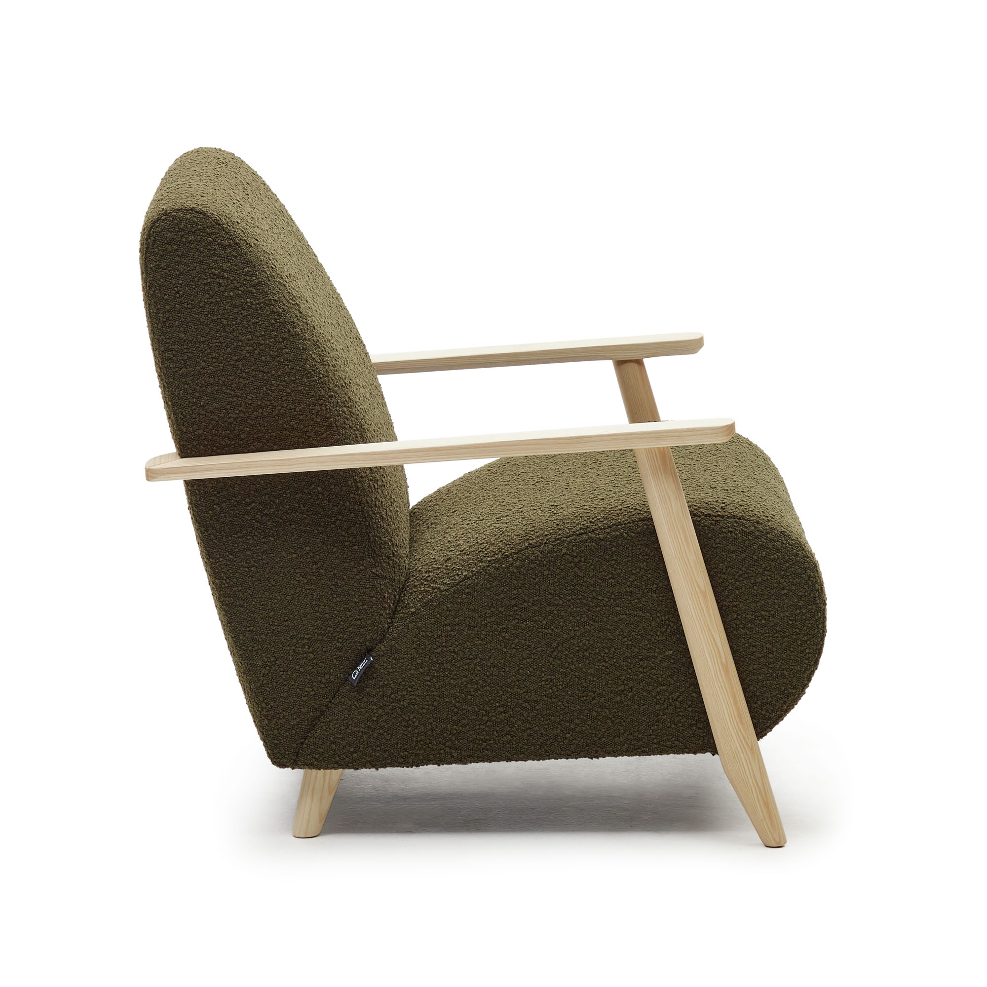 La Forma (ex Julia Grup) Кресло из зеленого флиса с ножками из натурального ясеня, Meghan